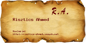 Risztics Ahmed névjegykártya